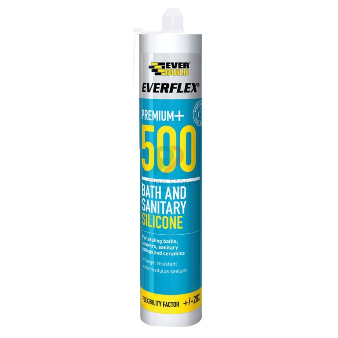 Everbuild Sika EVB500WH 500 Bath & Sanitary Silicone Sealant White 290ml
