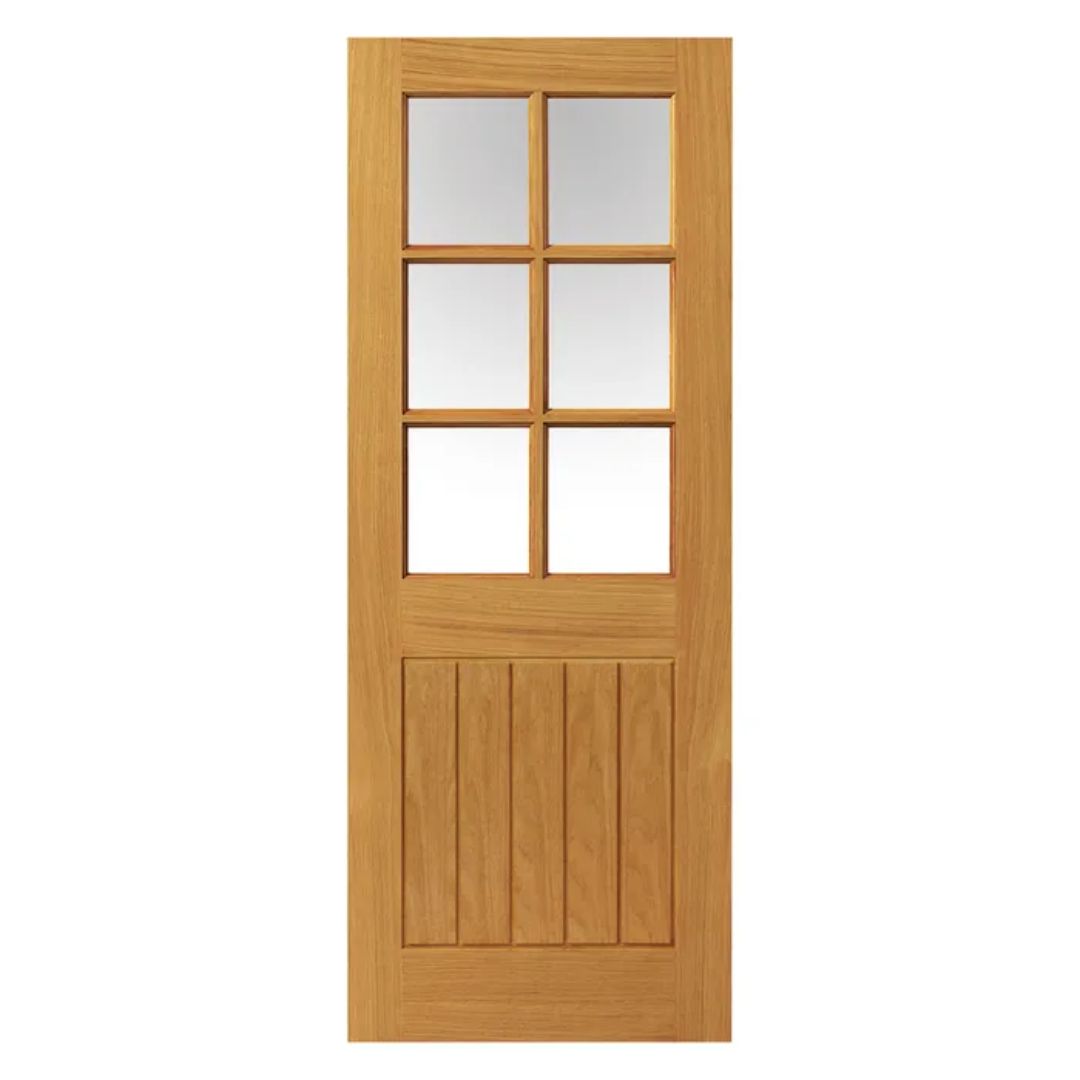 JB Kind Thames Pre-Finished Oak 5P 6L Internal Glazed Door